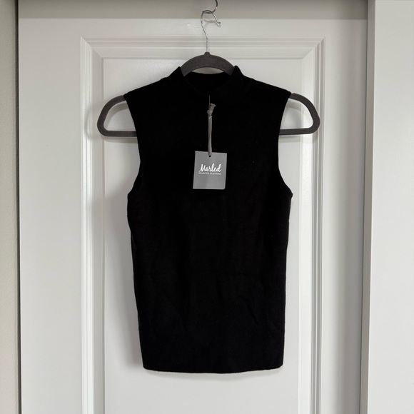 Marled Tops - Marled Black Top Sleeveless Shirt